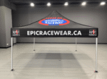 Epic Racewear 10x10 canopy featuring custom prints for trade shows, promotions, and events.