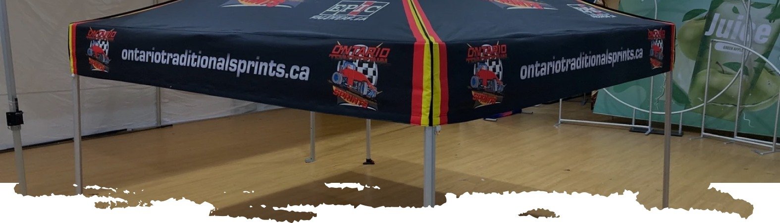 Custom canopy with vibrant design and durable fabric by Epic Racewear in Canada.