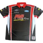 Custom men’s drag racing crew shirt with Epic Racewear team and sponsor logos